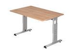 Schreibtisch ULM, C-Fuss, Rechteck, B 1200 x T 800 x H 650-850 mm, Nussbaum-Dekor
