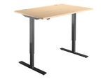 Schäfer Shop Select Schreibtisch START UP, elektrisch höhenverstellbar, Rechteck, T-Fuss, B 1200 x T 800 x H 705-1205 mm, Ahorn/schwarz
