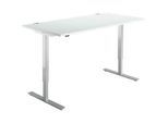 Schäfer Shop Select Schreibtisch START UP, elektrisch höhenverstellbar, Rechteck, T-Fuss, B 1600 x T 800 x H 705-1205 mm, lichtgrau/weissaluminium