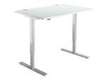 Schäfer Shop Select Schreibtisch START UP, elektrisch höhenverstellbar, Rechteck, T-Fuss, B 1200 x T 800 x H 705-1205 mm, lichtgrau/weissaluminium