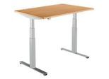 Schäfer Shop Select Schreibtisch DRIVE UP 2, elektrisch höhenverstellbar, Rechteck, T-Fuss, B 1200 x T 800 x H 630-1290 mm, Buche/weissaluminium
