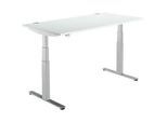 Schäfer Shop Select Schreibtisch DRIVE UP 2, elektrisch höhenverstellbar, Rechteck, T-Fuss, B 1600 x T 800 x H 630-1290 mm, lichtgrau/weissaluminium
