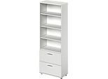 Schäfer Shop Genius Kombischrank TETRIS WOOD, 6 OH, H 2270 mm, 2 Hängeregistraturauszüge, Höhe inkl. Gleiter, lichtgrau