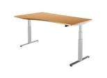 Schäfer Shop Select Schreibtisch DRIVE UP 2, elektrisch höhenverstellbar, Freiform, Ansatz links, T-Fuss, B 1800 mm, Buche/weissalu