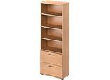 Schäfer Shop Genius Kombischrank TETRIS WOOD, 6 OH, H 2270 mm, 2 Hängeregistraturauszüge, Höhe inkl. Gleiter, Buche-Dekor