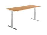 Schäfer Shop Select Schreibtisch DRIVE UP 2, elektrisch höhenverstellbar, Freiform, Ansatz rechts, T-Fuss, B 1800 mm, Buche/weissalu