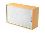 Querrollladenschrank TARVIS, 2 Ordnerhöhen, B 1200 x T 400 x H 825 mm, abschliess- & stapelbar, Buche-Dekor/alusiber