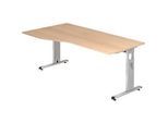 Schreibtisch Freiform ULM, li. od. rechts, B 1800 x T 800/1000 x H 650-850 mm, Eiche-Dekor