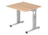 Schreibtisch ULM, C-Fuss, Rechteck, B 800 x T 800 x H 650-850 mm, Eiche-Dekor