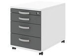 Rollcontainer BARI, Materialauszug, 3 Schubkästen, abschliessbar, B 432 x T 577 x H 538 mm, weiss/anthrazit