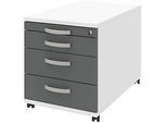 Rollcontainer BARI, Materialauszug, 3 Schubkästen, abschliessbar, B 432 x T 800 x H 538 mm, weiss/anthrazit