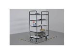 ESD-Etagenwagen, Stahl/Spanplatte, Graphitgrau/ Lichtgrau, 5 Etagen, 1000 x 600 mm, EasySTOP, bis 250 kg