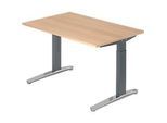Schreibtisch TOPAS LINE, manuell höheneinstellbar, B 1200 mm, Eiche/graphit/alu poliert