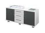 Schäfer Shop Genius Sideboard, 3 Schübe & 2 Türen, Metallgriffe, B 1200 x T 500 x H 600 mm, weiss/graphit
