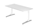 Schreibtisch TOPAS LINE, manuell höheneinstellbar, B 1600 mm, weiss/weiss/alu poliert