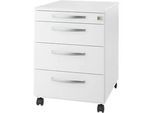 Schäfer Shop Select Rollcontainer LOGIN, 3 Schubladen, 1 Utensilienauszug, Zentralverriegelung, B 432 x T 580 x H 595 mm, weiss