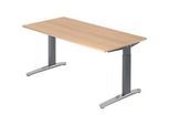 Schreibtisch TOPAS LINE, manuell höheneinstellbar, B 1600 mm, Eiche/graphit/alu poliert