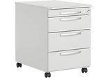 Schäfer Shop Select Rollcontainer LOGIN, 3 Schubladen, 1 Utensilienauszug, Zentralverriegelung, B 432 x T 580 x H 595 mm, lichtgrau