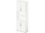 Schäfer Shop Select Kombischrank LOGIN, oben und unten 2 Ordnerhöhen mit Tür, Mitte Regal, B 800 x T 420 x H 2196 mm, weiss/weiss