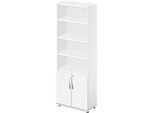 Schäfer Shop Select Kombischrank LOGIN, oben 4 Regale, unten 2 Ordnerhöhen mit Türen, B 800 x T 420 x H 2240 mm, weiss/weiss