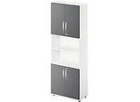 Schäfer Shop Select Kombischrank LOGIN, oben und unten 2 Ordnerhöhen mit Tür, Mitte Regal, B 800 x T 420 x H 2196 mm, weiss/graphit