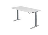 Schreibtisch TOPAS LINE, elektrisch höhenverstellbar, C-Fuss, B 2000 x T 1000 x H 650-1300 mm, weiss/graphit + Memoryschalter, Kabelkanal