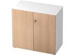 Aktenschrank TOPAS LINE, 2 Ordnerhöhen, Türen abschliessbar, weiss/Eiche-Dekor