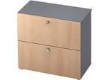 Hängeregistraturschrank TOPAS LINE, 2 Ordnerhöhen, mit Vollauszug, graphit/Eiche-Dekor