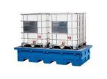 IBC-Station, Volumen 2000 l, bis 4000 kg, unterfahrbar, mit PE-Gitterrost, Polyethylen, blau, B 2530 x T 1320 x H 610 mm