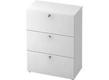 Hängeregistraturschrank TOPAS LINE, 3 Ordnerhöhen, mit Vollauszug, weiss/weiss