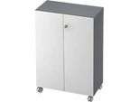 Rollenschrank TOPAS LINE, 3 Ordnerhöhen, Türen abschliessbar, graphit/weiss