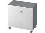 Rollenschrank TOPAS LINE, 2 Ordnerhöhen, Türen abschliessbar, graphit/weiss