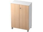 Rollenschrank TOPAS LINE, 3 Ordnerhöhen, Türen abschliessbar, weiss/Eiche-Dekor