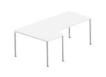 Winkelschreibtisch BEXXSTAR, Rundrohrfuss, Ansatz links, B 2000 x T 800/1200 mm, weiss