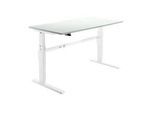 Schäfer Shop Select Schreibtisch, elektrisch höhenverstellbar, Rechteck, C-Fuss, B 1800 x T 800 x H 725-1185 mm, lichtgrau/weiss