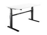 Schäfer Shop Select Schreibtisch, elektrisch höhenverstellbar, Rechteck, C-Fuss, B 1800 x T 800 x H 725-1185 mm, weiss/schwarz