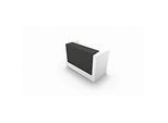 Theke Spezia, gerade, B 1660 x T 880 x H 1130 mm, weiss/Leder grau