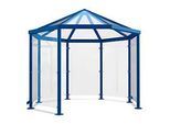 Achteck-Raucherpavillon Modell Paris (o. Seitenwände), enzianblau RAL 5010