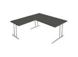 Schreibtisch Toledo, mit Anbautisch, höhenverstellbar, C-Fuss, B 1600 x T 800 mm, anthrazit