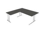 Schreibtisch Toledo, mit Anbautisch, höhenverstellbar, C-Fuss, B 1800 x T 800 mm, anthrazit