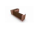 Winkeltheke Spezia, B 3655 x T 2055 x H 1130 mm, Nuss Canaletto-Dekor/Leder braun