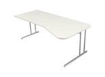 Schreibtisch Toledo, höhenverstellbar, Freiform, Ansatz rechts/links, C-Fuss, B 1950 x T 800/1000 mm, weiss