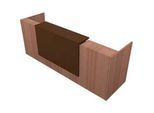 Theke Spezia, gerade, B 2860 x T 880 x H 1130 mm, Nuss Canaletto-Dekor/Leder braun