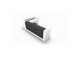 Winkeltheke Spezia, B 3655 x T 2055 x H 1130 mm, weiss/Leder grau