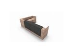 Winkeltheke Spezia, B 3655 x T 2055 x H 1130 mm, Ulme-Dekor/Leder grau