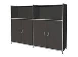 Kombischrank Toledo, mit Sichtrückwand, abschliessbar, 3 OH, 2 Fächer, B 1580 x T 380 mm, anthrazit