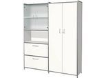 Kombischrank Toledo, mit Sichtrückwand, 2 Schübe, 5 OH abschliessbar, B 1580 x T 380 mm, weiss