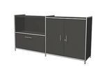 Sideboard Toledo, abschliessbar, Schub + Regalfach, 2 OH, Flügeltüren, B 1580 x T 380 mm, anthrazit