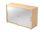 Schiebetürenschrank JENA, 2 OH, Front silber, B 1200 x T 400 x H 748 mm, Ahorn-Dekor