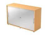 Schiebetürenschrank JENA, 2 OH, Front silber, B 1200 x T 400 x H 748 mm, Buche-Dekor